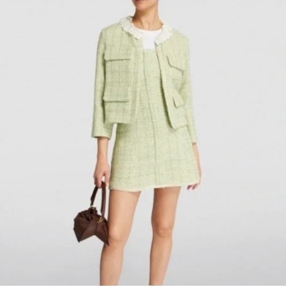 House of Harlow 1960 Tweed Green & Gold Mini Dress Size M - Picture 1 of 13